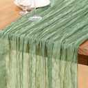 DeZerlor Sage Green Cheesecloth Table Runner Summer Table Runner Boho Gauze 120 Inches Cheese Cloth Table Decor for Wedding Bridal Baby Shower Parties
