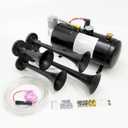 JDMSPEED New 4-Trumpet Train Air Horn 150dB+ Air System Kit 150 psi Replacement For Truck Car Metal 12V
