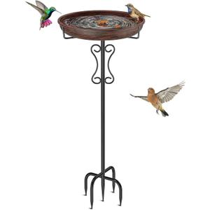 Metal Bird Bath for Outside,Upgraded 5 Pronged Base Birdbath & Feeder Bowl,Vintage Freestanding Birdfeeder for Garden Patio Yard Lawn Decor (Vintage Bronze)
