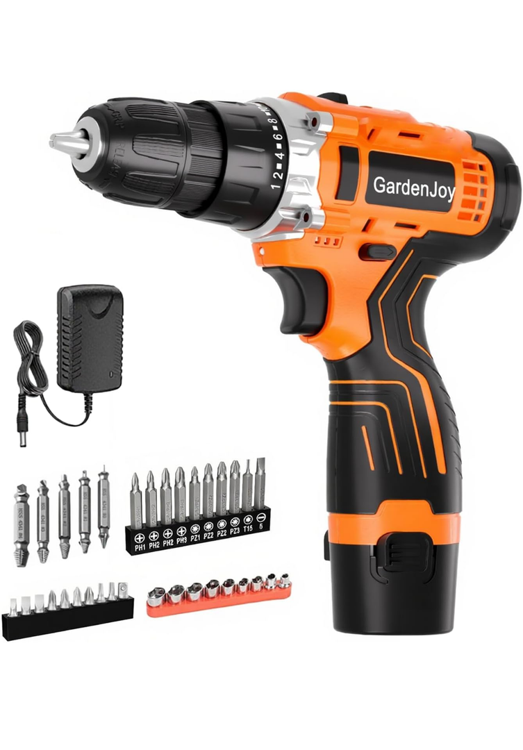 12V Cordless Electric Drill Driver Set, Powerful Lightweight Portable Rechargeable Screwdriver 65pcs Accessories,2-Speed, 24+1 Position for Wood/Wall Drilling & Screw Driving, Home DIY Tool woman man