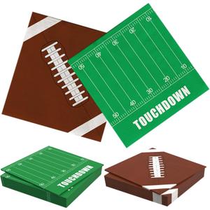 Football Paper Napkins Party Decorations - 40 Pack, 6.5 Inch 3-Ply Disposable Napkin with 20 Football Pattern & 20 Field Design, Game day Table Decor for Luncheon, Dinner, Dessert, Cocktail, Birthday