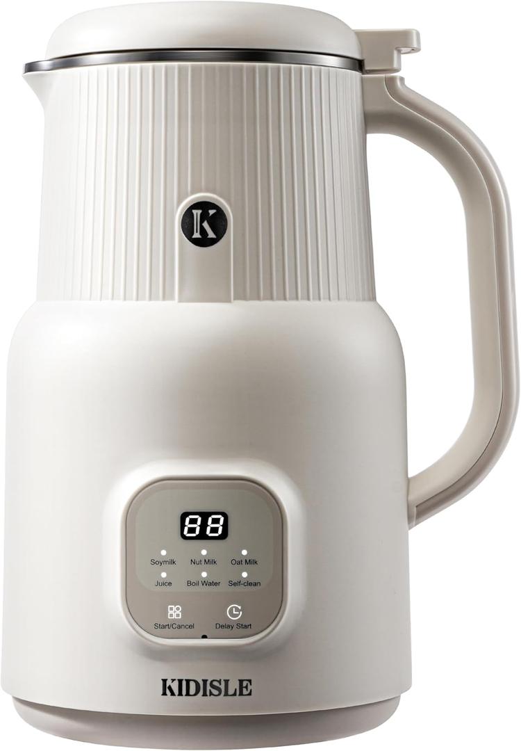 KIDISLE Automatic Nut Milk Maker, 20oz Homemade Almond, Oat, Coconut, Soy, Plant Based Milks and Non-Dairy Beverages with Delay Start/ Keep Warm/ Self-Cleaning/ Boil Water, White