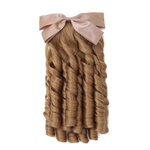 Victorian Satin Bow Spiral Curl Ponytail Hairpiece, 24" Clip-In Synthetic Half Wig for Vintage Cosplay Stage (Strawberry Blonde) 27/30#