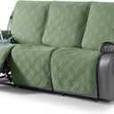 TAOCOCO 100% Waterproof Recliner Sofa Cover, Non Slip Split Couch Covers for Reclining Couches with Elastic Strap, Washable Reclining Sofa Cover Furniture Protector for Kids Pets(3 Seater, Bean Green)