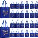 Honoson 30 Pcs Mini Gift Bag with Handle 4 x 2.75 x 4.5'' Small Thank You Bag Foil Paper Tote for Christmas Wedding Baby Shower Birthday Graduation Party Favor Supplies (Dark Blue/Gold)