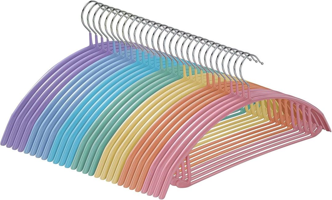 MOPALL Clothes Hangers 28 Pack, Non Slip PVC Coating Metal Sweater Hanger No Shoulder Bump, 16.5 inch Wide Heavy Duty Durable Adult Coat Hanging for Closet, Suit, Dress, Jacket, Pant, Shirt