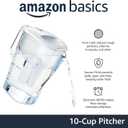 Amazon Basics 10-Cup Pitcher with Filter Compatible with Brita Water Filter Pitcher for Clean, Crisp Water, WQA and NSF Certified, Made in Europe
