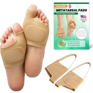 Metatarsal Pads for Women & Men - Adjustable & Non-Slip Ball of Foot Cushion with Gel for Pain Relief, Metatarsalgia, Morton's Neuroma - Foot Pad for Walking, Standing - 1 Pair (Small, Beige)
