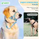 No-Pull Dog Head Collar, Print Head Halter Collar for Dogs, Gentle Lead to Stop Heavy Pulling, Anti-Pull Training Muzzle Leash for Easy Control on Walks (Blue, Small)