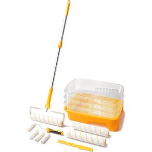 Voomey 12-Inch Paint Roller Kit with Extension Pole, 12 Paint Tray with Liners, Heavy Duty Roller Frame & Long Paint Rollers, Ideal for Walls, Interior & Exterior Painting