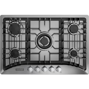 Empava 30 Inch Gas Cooktop with 5 World Class Made in Italy SABAF Burners, LPG/NG Convertible, Ideal RV Top Stoves for Kitchen, Stainless Steel