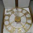 Large Wall Clock - 40cm/ 16 Inches Silent Non-Ticking, Battery Operated, Gold Vintage Decorative Modern Metal Wall Clocks for Living Room, Bedroom, Office, Farmhouse Decor