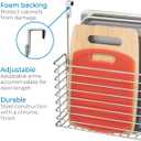 iDesign Classico Metal Over the Cabinet Kitchen Bakeware Organizer Basket for Cutting Boards, Baking Sheets, Pans, 13.73" x 5.18" x 14.2" - Chrome