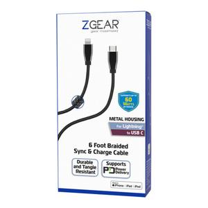 6 Foot Braided Sync & Charge Cable For Lightning to USB C Metal Housing