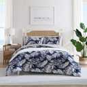 Nautica - King Comforter Set, Reversible Cotton Bedding with Matching Shams, Medium-Weight, Oeko-Tex Certified (Marina Leaf Navy/White)