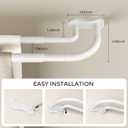 White Double Curtain Rod 34-92 Inch, Wrap Around Blackout Dual Curtain Rods for Windows, Adjustable Heavy Duty Curved Spliced Room Darkening Double Rods, All Metal, Aluminium Bracket