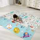 Bammax Extra Large 78" x 70" x 0.4" XPE Foam Baby Play Mat with Travel Bag | Anti-Slip, Waterproof, Foldable & Reversible Padded Playmat | Baby Crawling & Kids Play Mat Giftable Design, Cars & Fire Engine