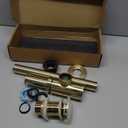 Brass P Trap with Bathroom Sink Stopper : 1-1/4 Sink Drain Round Bottle Trap Set No Overflow - Adjustable Height, Brushed Gold - Complete Basin Sink Plumbing Kit for Pipe Replacement