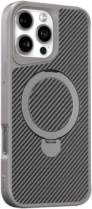 Scabre Phone Case, Armor Magnetic Phone Case with 360 Rotatable Invisible Ring Stand for iPhone 17/16/15/14/13/12 Pro Max (for iPhone 16 Pro Max,Gray)