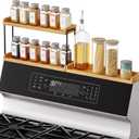 SpaceAid 30" Wide Kitchen Shelf Organizer for Stove, Magnetic Bamboo Spices Shelf for Home Stove Kitchen Storage Organization (Fit for Flat Top Only, 2-Tier)