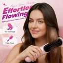 2026 Upgraded Go Brush - Pro for Short Hair - Cordless Straightening Brush with Fast Heat, 3 Temperature Settings, Ionic & Ceramic Care, USB-C Rechargeable for Frizz-Free Styling (Pink)
