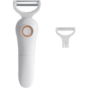2-in-1 Electric Peeler | Auto Blade for Fruits/Vegetables | 2 Interchangeable Blades | 2*AAA | Kitchen, Travel, Camping (PL908-WHITE)