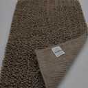 Yimobra Bath Rug Mat, 32 x 20, Soft Shaggy Non-Slip Chenille Bathroom Rugs, Large Size, Super Absorbent and Thick, Machine Washable Bathroom mat, Tub and Shower, Home Decor Accessories, Pale Khaki