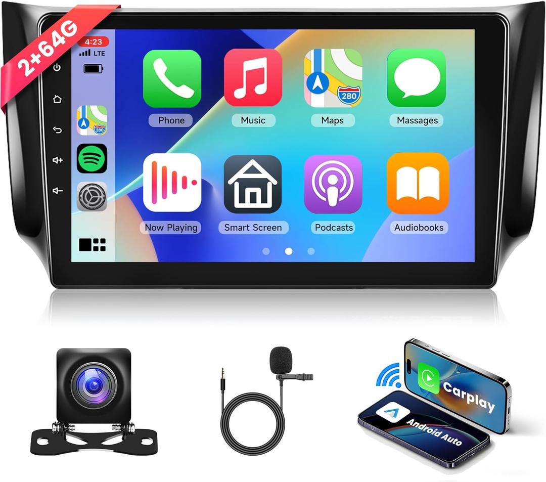 2+64G Android Car Stereo Radio for Nissan Sentra Sylphy B17 2013-2017 with Wireless Carplay Android Auto, 10.1'' Touch Screen Head Unit with Bluetooth GPS Mirror Link WiFi FM/RDS EQ Backup Camera SWC