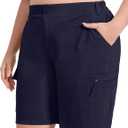 FOREYOND Women's Plus Size Golf Shorts Quick Dry 9'' Hiking Cargo Shorts Athletic Casual Summer Bermuda with Pockets (XX-Large Plus, Navy Blue)