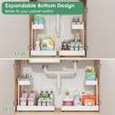REALINN Expandable Under Sink Organizers and Storage, 2 Tier Under Cabinet Organizer, Heights Adjustable Pull Out Rack for Kitchen Bathroom Laundry, White, 1 Pack