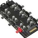 12V 4Pin PWM & 5V 3Pin ARGB with SATA 15Pin Power 2-in-1 Hub 6 Way Sync CPU Cooling Fan Addressable RGB Lighting PCB Splitter for Extended Motherboard Interface -Black Compatible With Desktop