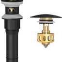 BESy Black Bathroom Sink Drain, Bathroom Faucet Vanity Sink Pop Up Drain Stopper with Overflow, Built-in Anti-Clogging Strainer, Matte Black