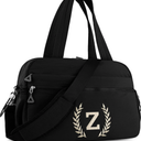 Gym Duffle Bag for Women – Embroidered Custom Initial Sports Bag for Men – Personalized Travel & Workout Duffel with Luggage Sleeve – Thoughtful Gift for Mom, Girl, Daughter, Mother (Black, Z)