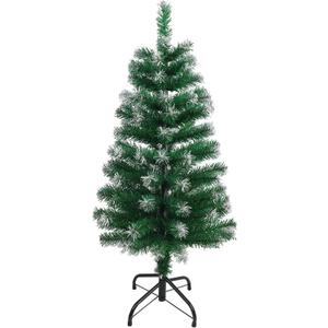 CCINEE 3FT Artificial Christmas Tree, Small Mini Table Top Green Xmas Tree with Flocking Snow Frost Tip and Metal Stand for Porch Coffee Table Centerpiece Arrangements Home Office Holiday Decor