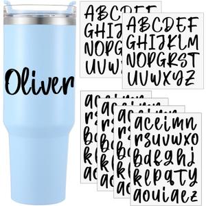 Humyoun 6 Sheets UV DTF Cup Wrap Name Stickers for Water Bottles Waterproof Custom Vinyl Decals Personalized Lettering Gift Stickers for 14-40oz Tumbler Cups Mugs DIY Craft (Black)