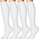 Iseasoo 4 Pairs Compression Socks for Women Circulation-Best Support for Nurses,Running,Athletic,Travel (Large-X-Large, 03-white)