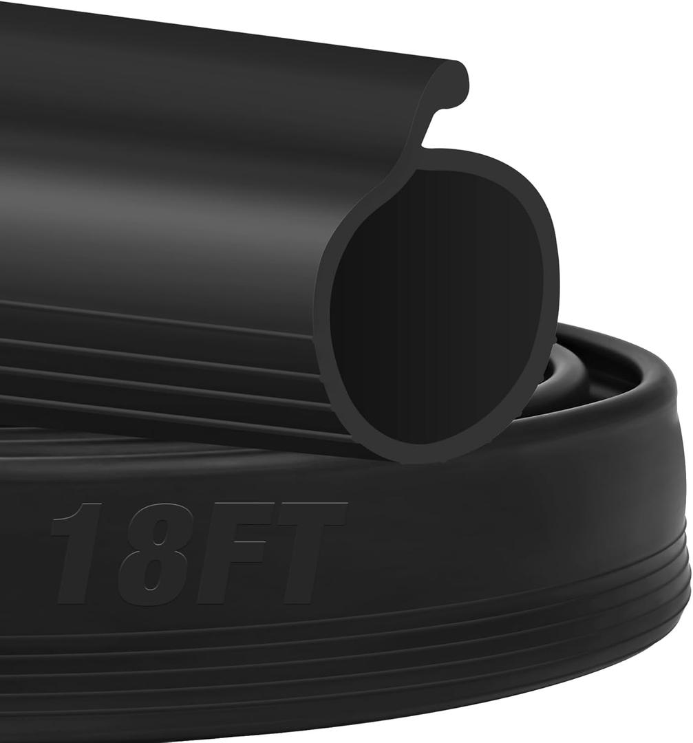 ToLanbbt 18FT Garage Door Seals Bottom Rubber 0.19" P Bulb Bottom Weather Seal, Weatherproof Replacement Weather Stripping Compatible with Overhead Door (18 FT, Black)