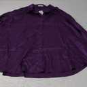 IN'VOLAND Womens Plus Size Satin Blouse Button Down Shirts Casual V Neck Long Sleeve Office Work Tops 24W Bright Purple