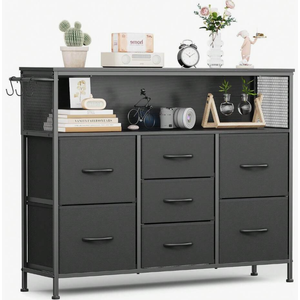 Drawers TV Stands Dresser - Black Dressers With Open Shelf - Small Dresser Bedroom - Living Room, Entryway, Closets