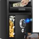 2.8 Cuft Biometric Drop Safe for Business, Anti-Theft Fingerprint Safe Box with Quick Place Drop Slot, Digital Keypad and Spare Key, Depository Safe for Home Office Retail Store Business Mail Church