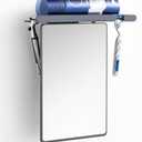 TAILI Mirror Fogless for Shaving with Razor Holder, Anti-Fog with Powerful Suction Wall Mounted for Bathroom, Makeup Shave Mirror for Men & Women, Shatterproof & Removable, Grey (10.1"L x 9.8"W)