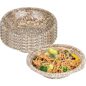 Restaurantware Bento Tek 10.1 Ounce Meal Prep Containers, 100 Disposable Take Out Bowls - Lids Sold Separately, Round, Brown And Blue Plastic Food Containers, Serve Poke, Noodles, Salads,