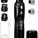 Petsaunter Dog Nail Grinder, 3 Grinding Heads, 2-Speed, LED Light, Touch-Switch, TypeC, Quiet, Low-Vibration, Dog Nail Trimmers for Large, Medium, Small Dogs & Cats with Hard/Thick Nails (U-Black)