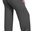 VOYJOY Straight Leggings Bottoms Wide Leg Pants for Women 29"/ 31.5"/33"/35" High Waist Stretch Casual Sweatpants (X-Small, Dark Gray)