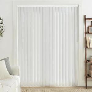 LazBlinds Vertical Blinds Replacement Slats - Room Darkening Fabric Slats for Sliding Doors & Windows, Easy-Cut Polyester, White Texture (98" W x 84" L, 25 Pcs)