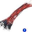 20pcs 12 Volt 3mm Pre Wired Blue Blinking LED Lights Emitting Diodes 1.5Hz Single Color Flashing 7.9 inch DC 12v LED Light Clear Lens Small LED Lamps DIY Lighting Projects