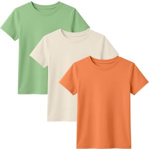 3 Pack Toddler Short Sleeve Tops | Crew Neck, Slim Fit, Summer Tees, Basic, Cute, Casual Tops, for Kids 18M-5T