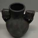 SIDUCAL Rustic Ceramic Farmhouse Flower Vase with 2 Handles, Terracotta Vase, Decorative Pottery Flower for Home Decor, Table, Wedding, Living Room, Shelf Decor, 7.3 Inch, Black Bronze