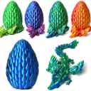 2 x 3D Printed Dragon Eggs Mystery Dragon Egg Glow in The Dark Articulated Animals Fidget Toy Crystal 3D Print Dinosaur Eggs for Kids Boys Girls Home Decor (Laser Green-12inch)