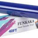 FUNKAKA Blue Heat Transfer Vinyl Rolls, 12" x 40ft Blue Iron on Vinyl for T-Shirt, Adhesive Glossy HTV Vinyl for All Cutter Machines Easy to Cut & Weed for Heat Vinyl Design